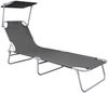 vidaXL Klappliege mit Sonnendach Grau Aluminium 47772 Bild 2