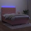 vidaXL Boxspringbett mit Matratze & LED Rosa 140x190 cm Samt 3136304 Bild 4