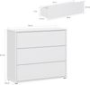 Forte ALICE SPRINGS Kommode 100, moderne Kommode mit 3 Schubladen, Schlafzimmer, Wohnzimmer, Holzwerkstoff, Weiß, 94,8 cm breit x 83,1 cm hoch x 34,9 cm tief Bild 5