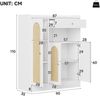 Merax Rattan Schuhschrank / Aufbewahrungsschrank mit Stauraum, 1 Schublade, 3 Türen mit verstellbaren Regalen, für Eingangsbereich, Esszimmer und Flur, Weiß + Holz Bild 4