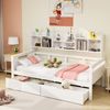 Multifunktionales Sofa Bett Weiß 90x200 Metall Konstruktion 150kg Tragkraft Schubladen Staufächer Lattenrost Tagesbett Jugendzimmer Gästezimmer Kompakt Bild 2