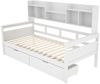 Multifunktionales Sofa Bett Weiß 90x200 Metall Konstruktion 150kg Tragkraft Schubladen Staufächer Lattenrost Tagesbett Jugendzimmer Gästezimmer Kompakt Bild 5