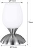 LED Tischleuchte Glasschirm Weiß, Sockel Silber - Touch dimmbar, Höhe 18cm Bild 4