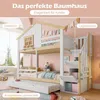 Etagenbett mit 3 Schlafgelegenheiten und Stauraum, 90x200cm, Kinderbett mit Gästebett, Lattenrost und Rausfallschutz, Kiefer Bild 5