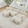 Modulares Sofa aus Samt mit Wellenform und tiefer Sitzfläche, 288x167x70 cm, Beige Bild 2