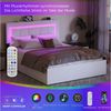 oyajia Polsterbett LED Doppelbett 140x200 cm, mit 4 Schubladen und Lattenrost (Kopfteil mit stauraum und USB-Ladefunktion, Polsterbett mit Metall Bettgestell, PU-Leder), Funktionsbett Stauraumbetten Jugendbett Bettgestell Leises Design Bett Bild 4