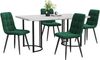 Essgruppe 5-teilig mit Esstisch 140×80 cm in Marmoroptik und 4 Samtstühlen, modernes Esszimmer-Set mit Metallgestell Bild 4