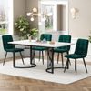 Essgruppe 5-teilig mit Esstisch 140×80 cm in Marmoroptik und 4 Samtstühlen, modernes Esszimmer-Set mit Metallgestell Bild 1