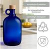 mikken Trinkflasche Henkelflasche 2000 ml blau mit Holzdeckel – Glasballonflasche Blauglas, UV-Schutz, XXL, Lebensmittelecht Bild 3