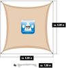 6x6m UV Sonnensegel Atmungsaktiv Wasserdurchlässig Beige Bild 5