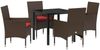 vidaXL Tisch- und Stuhlset mit Kissen 5 pcs Braun PE-Rattan 3379822 Bild 2