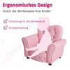 Sofa Kindersessel, Sitzfläche 59x41,5x49 cm, Pink, PVC-Bezug mit Kristallknöpfen, Vollholzrahmen Bild 4