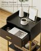 Schwarzer 3-Tier Nachttisch mit Schublade und Regal, Moderner Bild 4