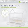 Juskys Kinderbett Marli 80x160 cm mit Bettkasten 2-teilig, Rausfallschutz, Lattenrost & Dach - Massivholz Hausbett für Kinder - Bett in Weiß Bild 2
