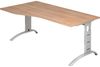 Schreibtisch FS18 C-Fuß 180x100 / 80cm Nussbaum Gestellfarbe: Silber Bild 1