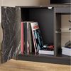 Bestier TV-Schrank Lowboard für 65 Zoll & kleinere TVs, 144.8 x 35 x 52 cm, (Fernsehschrank mit RGB-LED-Leuchten) Fernsehtisch mit verstellbaren Glasböden für Wohnzimmer, Schwarze Bild 4