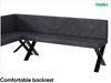 MEBLINI Eckbank für Esszimmer mit ausziehbarem Tisch - Küchenbank - Essecke - Sitzecke Küche - ERIC - X-Beine 142x196x87cm Links - Dunkelgrau Samt/B Weiß Matt Bild 5