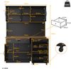 Merax 140cm Küchenschrank mit Rollwagen, Hochschrank mit LED-Beleuchtung, Pantryschrank mit Weinglasregal & Weinregal, Beleuchteter Sideboard Schrank, schwarz Bild 4
