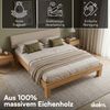 skølm 'Floki' Bett 180x200 cm mit Kopfteil Cord, beige, Bettgestell, natur geölt, Massivholzbett aus Eiche, Doppelbett mit Bettkopf Bild 3