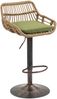 LVHOM Rattan Barhocker 360° drehbar, 2er Set, Höhenverstellbarer Tresenhocker mit Kissen, Boho Barstuhl für Küche, Terrasse, Garten Bild 2