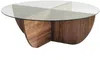 Vente-unique - AYSUN Couchtisch Holz, PlatteGlas TransparentBraun - B 90 cm x H 30 cm x L 90 cm Bild 2