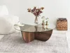 Vente-unique - AYSUN Couchtisch Holz, PlatteGlas TransparentBraun - B 90 cm x H 30 cm x L 90 cm Bild 5