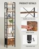 Bücherregal, 7 vertikale Regale mit 1 Zusammenklappbare Stoffschubladenund 4 Haken, offene Regale, Metallrahmen, geeignet für Arbeitszimmer, Wohnzimmer Vintagebraun-Schwarz Bild 3
