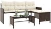 vidaXL Gartensofa in L-Form mit Tisch und Kissen Braun Poly Rattan 365573 Bild 4