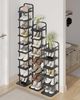Vertikales Schuhregal, 6-Stöckige Schuhregale, Schuhturm Für Kleine Räume, Freistehend, Verstellbar, Platzsparend, Schwarz Bild 5