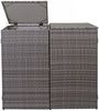 2er-Mülltonnenverkleidung HWC-E25, Mülltonnenbox Mülltonnenabdeckung, Poly-Rattan 2x120l ~ grau Bild 4