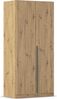 rauch Kleiderschrank Alba, Drehtürenschrank, Garderobenschrank, 2-türig, mit 1 Kleiderstange, 1 Einlegeboden und Schubladeneinsatz, Farbe Eiche Artisan, Holz, Griffstange Grau metallic, Schwarz, 91x197x54cm Bild 3