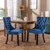 Esszimmerstuhl Set 2er, Massivholz, hoher Komfort mit Federkern & Nieten-Design, elegante Polsterstühle,Blau Bild 2