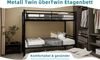 Etagenbett, Twin over Twin, hochbelastbar, stabiles Metall, geräuscharm, Sicherheitsgeländer, kein Boxspring erforderlich, Metall Bild 4