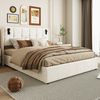 PXloue Stauraumbett Polsterbett Doppelbett, mit bettkasten und Lattenrost,Samtstoff,Leselicht,160x200 cm Bild 5