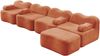 Ecksofa modular aus Samt in Orange, rahmenloses 4-Sitzer Sofa mit Ottoman und Wellenform,70x384x167 cm Bild 5