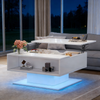 Couchtisch H 40-54 x T 75 x B 80 cm, höhenverstellbar, Hochglanz, mit Stauraum und LED Bild 3