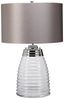 Elstead Milne Tischlampe Glas klar Satinschirm Grau Bild 5