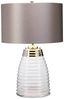 Elstead Milne Tischlampe Glas klar Satinschirm Grau Bild 3