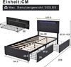 Polsterbett 90x200 cm aus Leinen mit LED-Beleuchtung und 2 Schubladen Bild 5