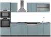 Küchenzeile R-Line Blau-Grau/Anthrazit 300 cm mit Hochschrank, AP Anthrazit Vicco Bild 1