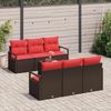 vidaXL Gartensofa-set mit Kissen 7 pcs Beige und Rot Poly-Rattan 3354943 Bild 3