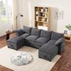 Modulares Sofa Cord Ecksofa 6-Sitzer L U Form mit Stauraum USB Ladeanschluss Getränkehalter Wohnzimmer Couch,Grau Bild 3