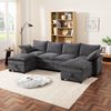 Modulares Sofa Cord Ecksofa 6-Sitzer L U Form mit Stauraum USB Ladeanschluss Getränkehalter Wohnzimmer Couch,Grau Bild 2