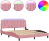 vidaXL Bettgestell mit LED ohne Matratze "Hanko" Rosa 160x200 cm Samt 3213792 Bild 2