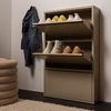 Schuhschrank Sabine aus Metall, modernes Design, sandfarben, drei Fächer, platzsparend Bild 2