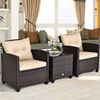 COSTWAY Gartenlounge-Set, (3-tlg, 2 Sessel & 1 Tisch), mit Kissen, Balkonset Bild 2