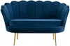 Vente-unique - DANDELION Sofa and armchair set SamtStoff Blau - B 73 cm75 cm x H 78 cm76,5 cm x L 124 cm78 cm Bild 4