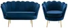 Vente-unique - DANDELION Sofa and armchair set SamtStoff Blau - B 73 cm75 cm x H 78 cm76,5 cm x L 124 cm78 cm Bild 2