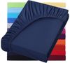 NatureMark Spannbettlaken Jersey Basic Spannbetttuch, 100% Baumwolle, Gummizug: rundum, (1 Stück), in vielen Größen und Farben, bis 40cm Steghöhe, 200x220cm, Navy blau Bild 4