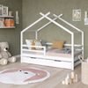 Hausbett Luni Weiß 160 x 80 cm mit ausziehbarem Gästebett Vitalispa Bild 3